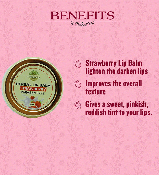 Strawberry Lip Balm 5 gms| Zubh Khadi